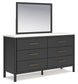 Cadmori Full Upholstered Panel Bed with Mirrored Dresser and 2 Nightstands