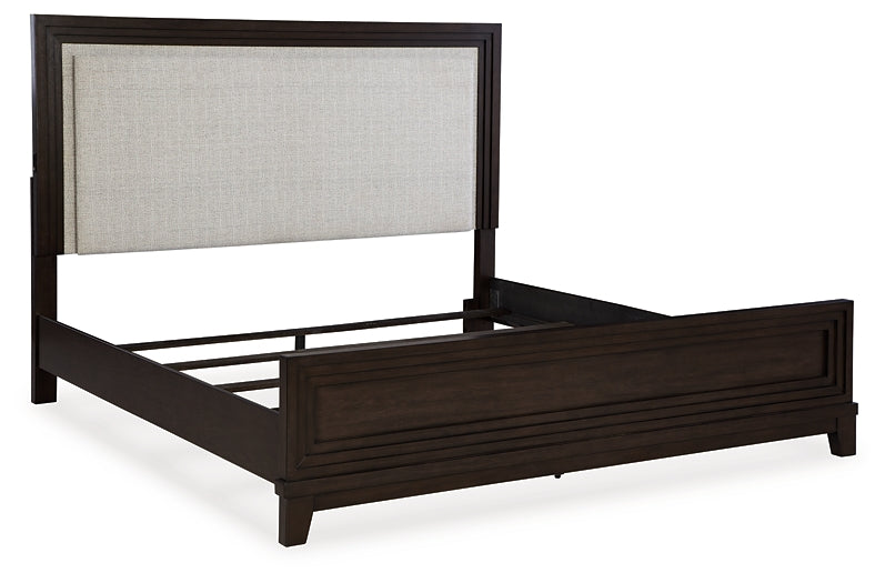 Neymorton Queen Upholstered Panel Bed with 2 Nightstands