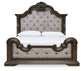 Maylee King Upholstered Bed with Mirrored Dresser, Chest and 2 Nightstands