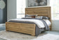 Galliden California King Panel Bed with Mirrored Dresser and Nightstand