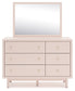 Wistenpine Full Upholstered Panel Bed with Mirrored Dresser, Chest and 2 Nightstands