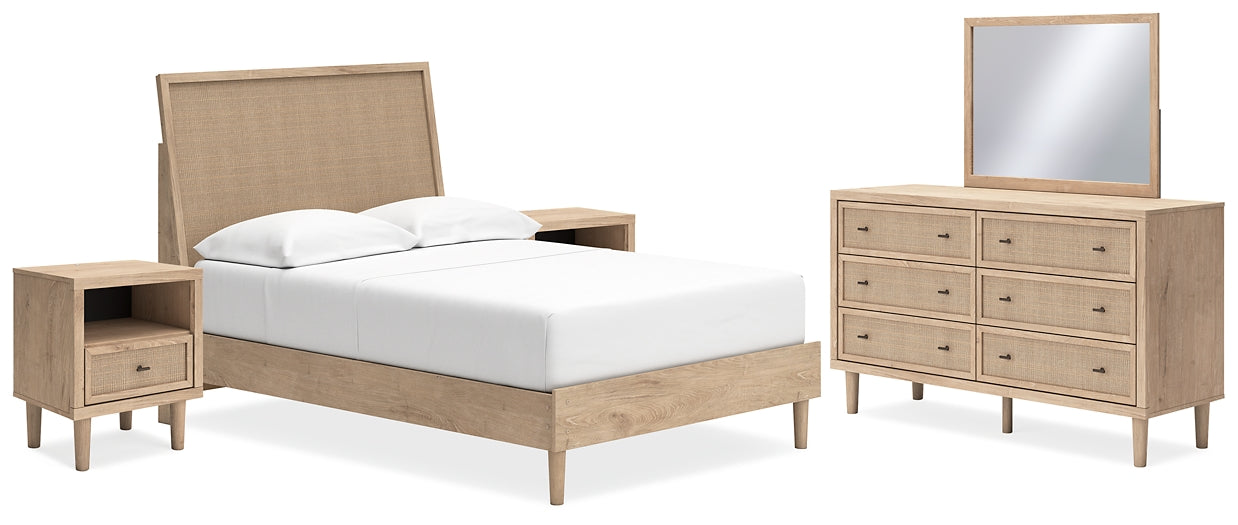 Cielden Full Panel Bed with Mirrored Dresser and 2 Nightstands