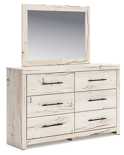 Lawroy King Panel Bed with Mirrored Dresser