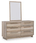 Hasbrick King Panel Headboard with Mirrored Dresser and Chest