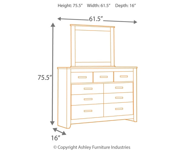 Brinxton King/California King Panel Headboard with Mirrored Dresser