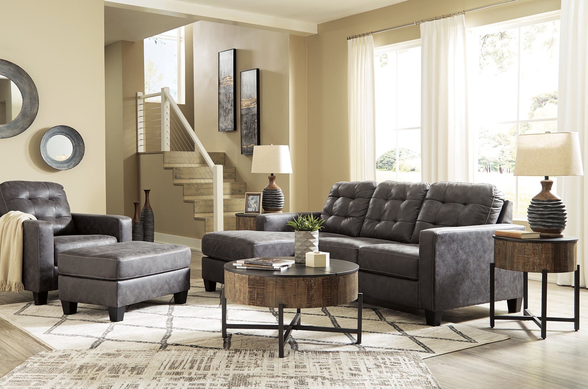 Dorsten sofa chaise chair and online ottoman