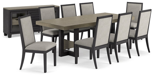 Foyland Dining Table and 8 Chairs with Storage